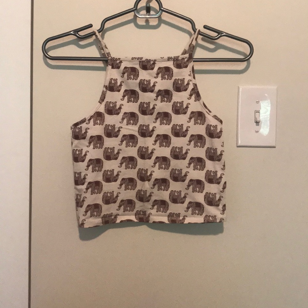 Cream and maroon crop top